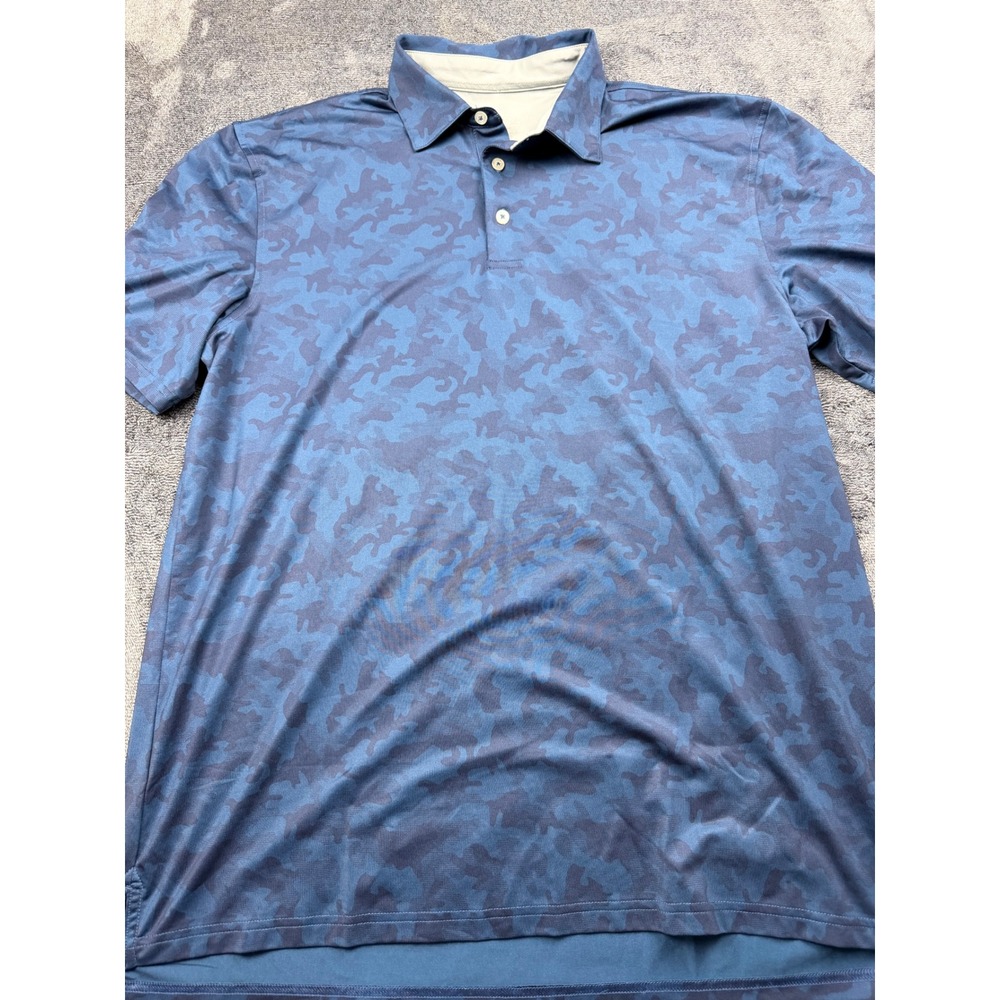 Southern Tide Mens Blue Camo Performance‎ Polo Shirt Large Recycled Stretch Golf